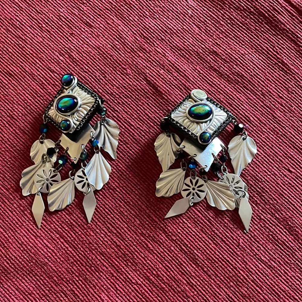 Silver Clip On Earrings with Stones